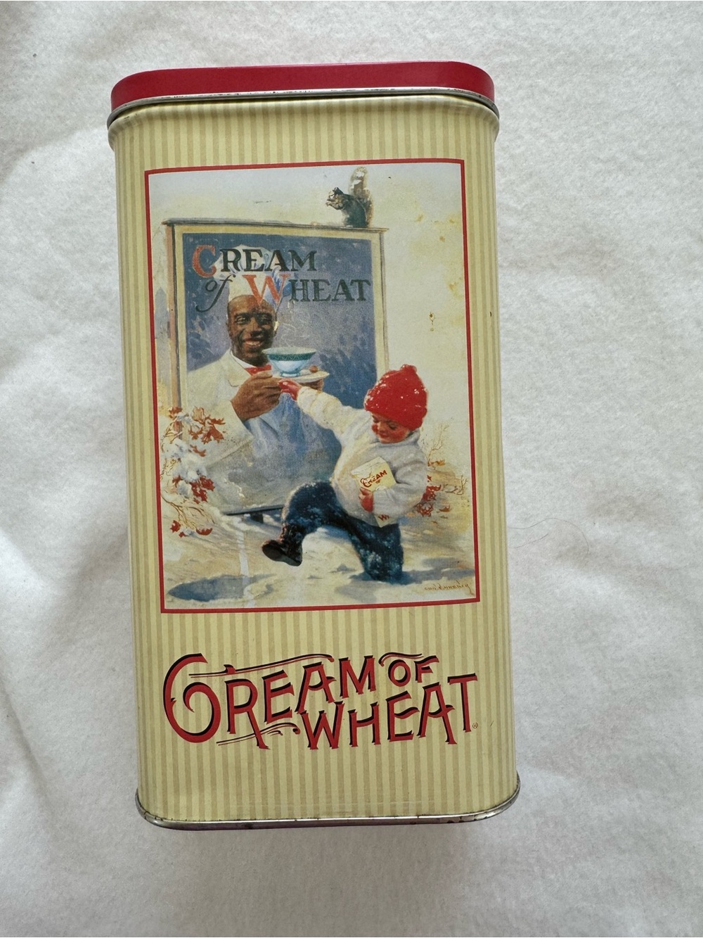 Vintage Cream of Wheat Metal Canister Featuring  Commemorative Nostalgic Ad